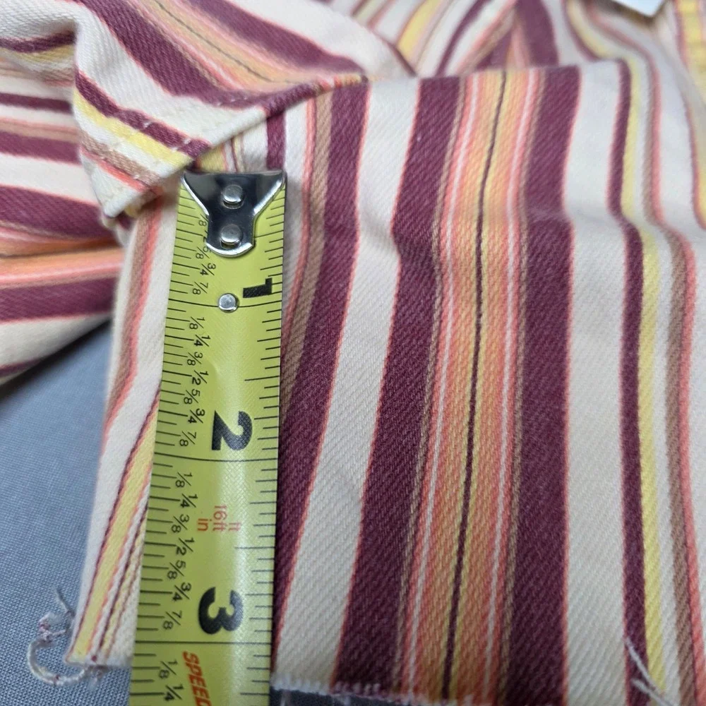 Wrangler High Rise Cowboy Shorts Womens 29/7 Striped Denim RawHem MultiColor NEW